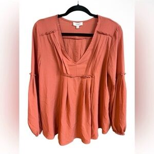 Umgee Coral Long Sleeve Peasant Blouse